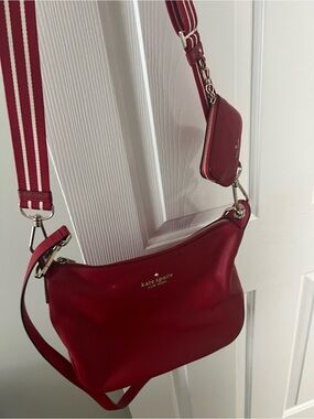 kate spade Red Leather Crossbody with Striped Removable Strap